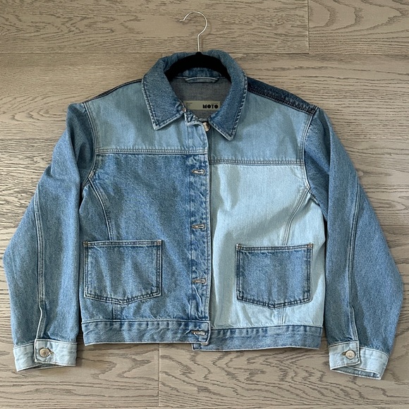 Topshop Jackets & Blazers - Topshop Multi-Tone Blue Denim Jacket